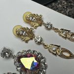 Sparkly Statement Rhinestone Mix Dangle Drop Pierced Earrings Lot Of 3 Photo 2
