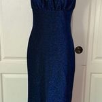 DARK BLUE GLITTER RUCHED FRONT LONG DRESS Photo 0