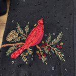 Heirloom Collectibles Cardinal Beaded Embroidered Holiday Christmas Sweater Y2K Black Photo 5
