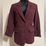 Eddie Bauer EUC Red Plaid Button Down Blazer with Pockets size small petite Photo 0