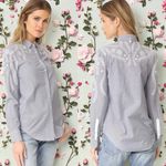 Rag and Bone Stripe Sahara Blue Embroidered Button Down Shirt Preppy Dainty S Photo 1