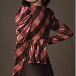 Anthropologie  Maeve Velvet Babydoll V-Neck Top Pink Multi Gingham Size XL NEW Photo 5