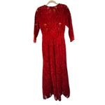 Marchesa Notte Red Velvet Sequin Evening Gown Photo 3