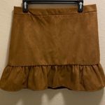 J. Crew Factory Brown Faux Suede Ruffle Hem Mini Skirt Size 10 New With Tag Photo 3