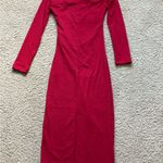 Wine Red Square Neck Midi‎ Dress with Chain Detail, US Size S/XS, Party new Photo 4