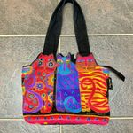 Laurel Burch Medium Zip Top Cat Tote Purse Bag Tres Gatos Canvas Red Photo 11