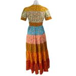 Anthropologie Tiered & True Multicolor Floral Colorblock V Neck Maxi Dress XXS Photo 3