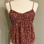 Daisy & Delilah Floral Cami Top Ruched Sleeveless Blouse Brown Medium Photo 0