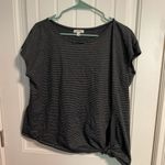 Max Studio  Black and White Striped Short Sleeve Top Photo 0