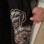 Lulumari  drawstring empire waist dress with embroidered floral appliqués. Photo 6