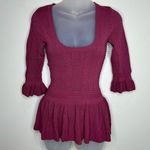 Torn By Ronny Kobo  Peplum Top Open Knit Size XS Scoop Neck Designer Classic pink Photo 0