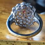 Natural Pink Garnet Moissanite Sterling Silver Cocktail Ring Size 6 Photo 3