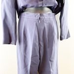 John Meyer Two Piece Wool Blend Pant Suit Blazer Wide Leg Trousers Navy Blue Size 4P Photo 11