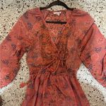 Anthropologie Boemo Revolve Maxi Dress Coral Pink Sz M Ruffle Tiered Long Sleeve Photo 3