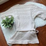 Ivory Cream Blush Cable Knit Short Sleeve Open Cardigan Pink Photo 1