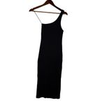 ZARA Ribbed One Shoulder Bodycon Midi Dress Stretch Slimming Small Black #3675 Photo 11
