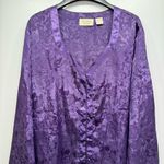 Victoria's Secret Victoria’s Secret Purple Satin Floral Print Long Sleeve Sleep Shirt Size Large Photo 9