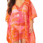 Charlie Paige Pink Orange Tie Dye Snake Print Swim Cover Poncho S/M P/M Photo 0