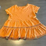 Derek Heart  Womens Medium Orange Crochet Trimmed Tiered‎ Short Sleeve Top Photo 8