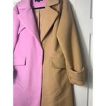 Akira  Sherbert Colorblock Pink Tan Longline Trench Coat Jacket Size L Photo 1