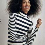 Madewell Crop Turtleneck Sweater Stripe Nautical Classic Navy/Cream Sz XXS Photo 0