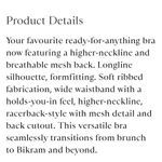 Free people bra sports movement medium large mesh back lined Black NEW Photo 5