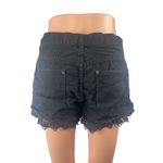 Free People Women's Black Lace Hem High Waisted Wide Leg Denim Jeans Shorts 28 Photo 1