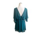 Sage  Turquoise Crochet Tunic Dress Elastic Waist Semi Sheer Size Medium Photo 2