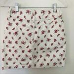 BDG Urban Outfitters White Denim Floral Mini Skirt Jean Red Pink Flower Photo 6
