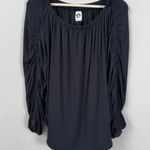 We The Free Free People Care FP Serenade Long Sleeve Tee Women XS Black Off the Shoulder NWT Photo 7