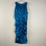 Signature By Sangria Halter Satin Peacock Teal Bodycon Cocktail Dress 14 XL Blue Photo 5