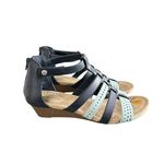 st. john's bay  Sol Womens 7.5 Navy Mint Wedge Gladiator Sandals Flex Form Photo 4