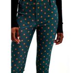 Free People Molly Printed Slim Pants Emerald Combo Polka Dots 12 Photo 0