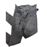 Kancan 1/24 High Rise Ankle Skinny Paperbag Black Jean Waist Tie Belt Gray Photo 2