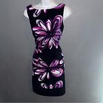 AB Studio  Little Black Purple Floral Formal Party Pencil Dress Womens Small 4 Photo 2