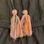 American Eagle  Black Floral Print Embroidered Boho Cold Shoulder Ruffle Romper Photo 6