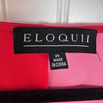 Eloquii Red and Pink Color Block Long Sleeve Blouse Size 24 Holiday Party Plus Photo 3