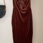 Pretty Little Thing  Brown V Neck Velour Corset Cocktail Dress, Size 8 Photo 0