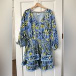 Aerie Rock 'N' Ruffle Mini Dress Blue Yellow Floral Size XL - New without tags! Photo 1