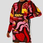 Farm Rio  Black Tropical Print Mini
Sweater Dress - Size Small Photo 3