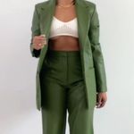 ZARA  FAUX LEATHER FULL LENGTH HIGH WAIST TROUSERS PANTS GREEN SIZE XS NEW Photo 6