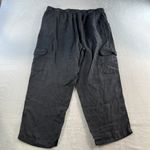 Rachel Roy XL Pants Linen Crop Tapered Leg Cargo Pocket Boho Grunge Lightweight Black Photo 7