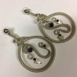 Costume Earrings Pierced Large Silver Tone Dangle Photo 7