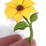 Vintage Women's Yellow Green Sunflower Brooch Pin Decorative Fashion Jewelry‎ Yellow Photo 2
