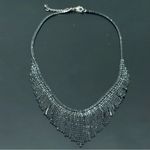 Unsigned Black Rhinestones Waterfall Fringe Necklace 18g. Photo 2