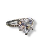 Diamond Heart CZ Engagement Wedding Silver Ring Size 6 Photo 2