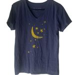 Life is Good Women Size Small Blue V Neck Moon Stars Short Slv Shirt Crusher Tee Photo 0