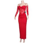 Nookie Lene Lace Maxi Dress W/ Gloves, Red, Small Photo 10