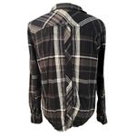 Free People Women's Navy Plaid Button Up Wesley Shirt Sz S Boyfriend Oversize Photo 2
