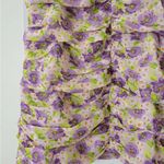 ZARA NWT  Draped Ruched Puff Sleeves Floral Lilac Bodycon Mini Dress Milkmaid XS Photo 9